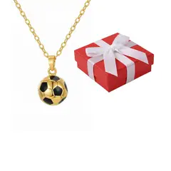 GENERICO - Collar Unisex Balón Pelota Fútbol Deporte Regalo Acero Dorado