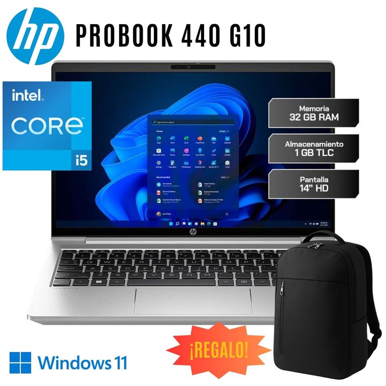 Laptop ProBook 440 G10, 14, Win11, Intel Core i5-1335U, 32GB RAM, 1TB SSD, NVIDIA RTX 2050 HD