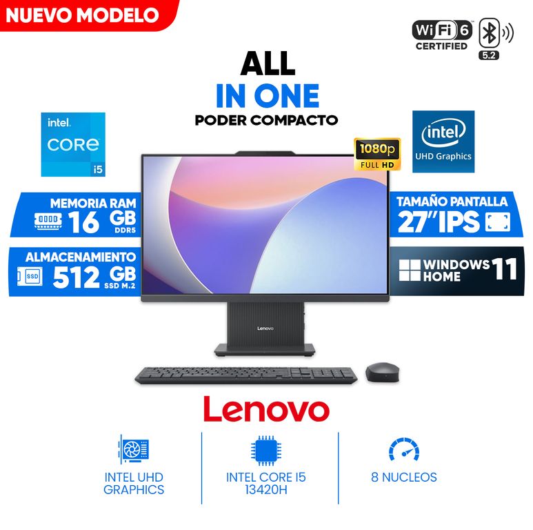 All In One IdeaCentre 27IRH9, 27 FHD IPS, Core i5-13420H, 16GB DDR5-5200, 512GB SSD