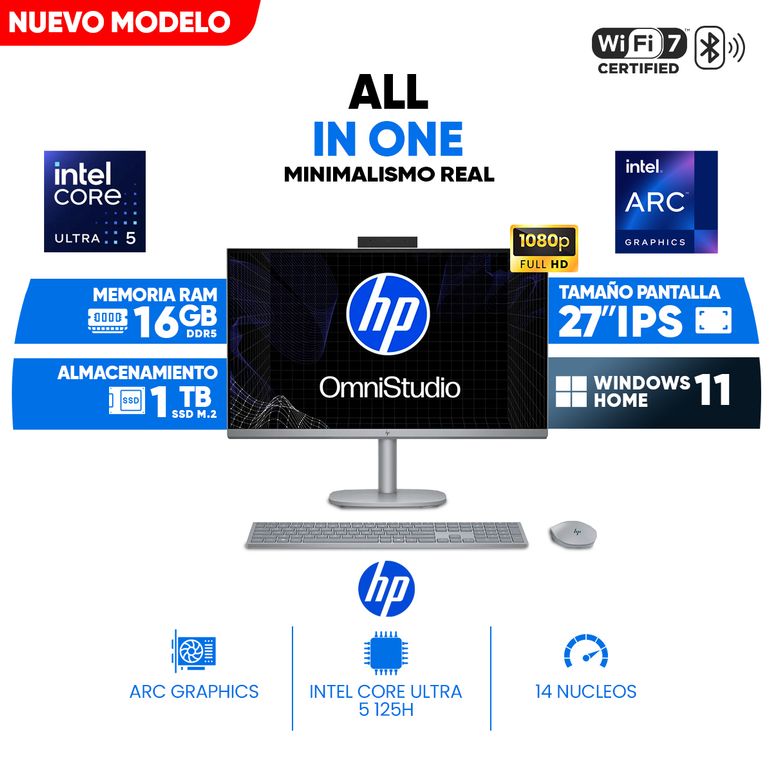 All in One OmniStudio X, 27" Full HD IPS, Core Ultra 5 125H,16GB, 1TB