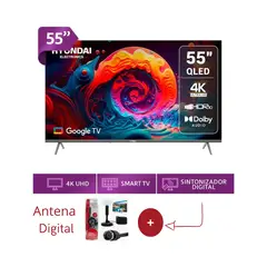 HYUNDAI - Televisor 55 QLED Smart TV GOOGLE TV 4K UHD - HYLED5529QG + Antena Digital