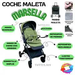 HI BABY - COCHE MALETA "MARSELLA" DE LUJO CON MANGO REVERSIBLE