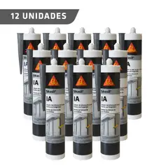 SIKA - Pack 12 unidades Sikasil IA Gris - Sellante de silicona multiuso para vidrios y ventanas 280 ml
