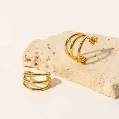 GENERICO - Aretes Triple Loop Dorado