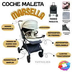 HI BABY - COCHE MALETA MARSELLA DE LUJO CON MANGO REVERSIBLE