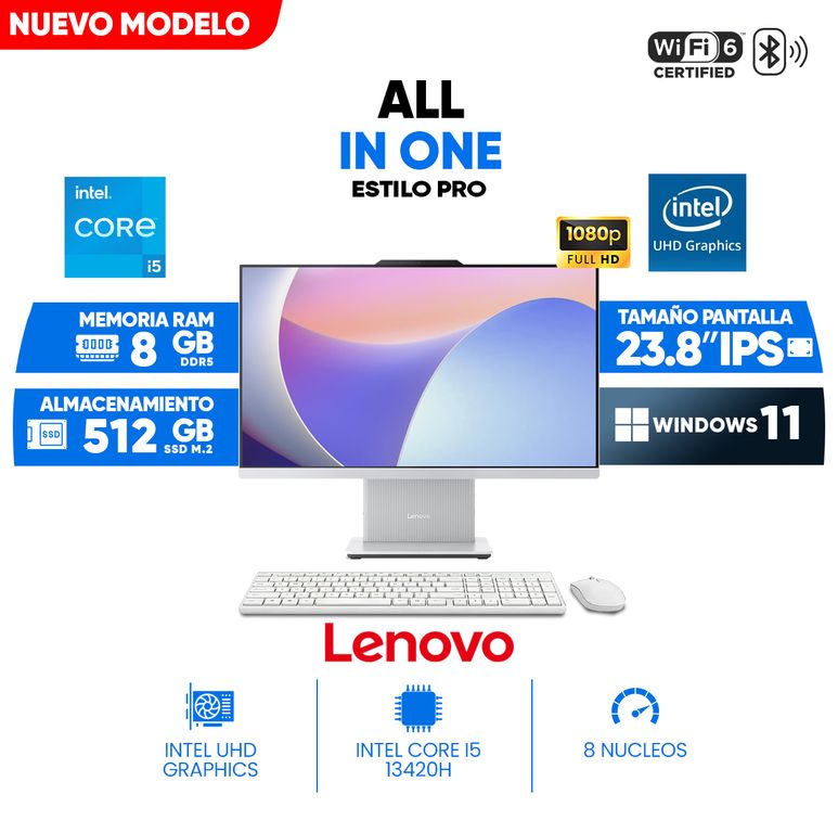 All In One IdeaCentre 24IRH9, 23.8 Full HD IPS, Core i5-13420H, 8GB DDR5, 512GB SSD M.2