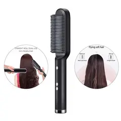 GENERICO - Cepillo Alisador Eléctrico 2 en 1 - Peina, Alisa y Elimina el Frizz en Minutos - Negro