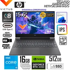 HP - Laptop Victus Gaming 15-FA2082 Intel Core i5-13420H 16GB RAM 512GB SSD RTX 4050-6GB 15.6 FHD
