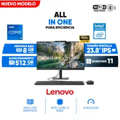 LENOVO - All in one V100, 23.8" Full HD IPS, Core i3 N305, 8GB DDR4, 512 GB SSD M.2