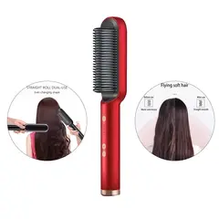 GENERICO - Cepillo Alisador Eléctrico 2 en 1 - Peina, Alisa y Elimina el Frizz en Minutos - Rojo