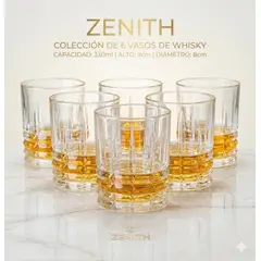 GENERICO - Set de 6 Vasos de Whisky Zenith – Brillo y Distinción en cada Trago