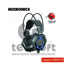 MICRONICS - LUDICO MIC HG801P4+P3 AURICULAR GAMER LED CMICRO VIBRADOR