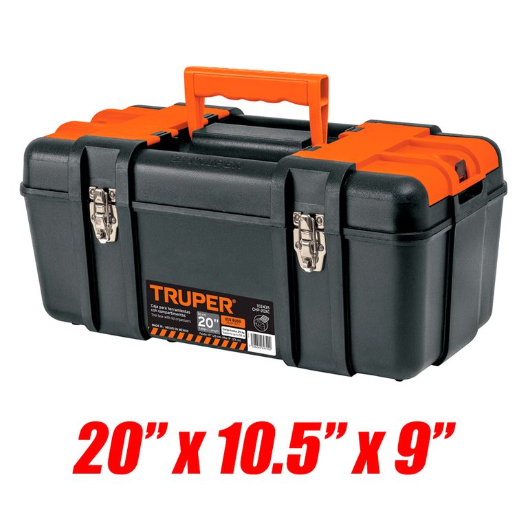 Caja Herramientas Industrial 102435 con Compartimnientos y Broches Metalicos 20" x 10.5″ x 9"
