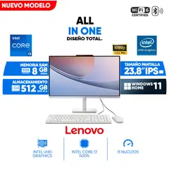 LENOVO - All in One A100, 23.8" Full HD IPS Core i3-N305, 8GB DDR4, 512 GB SSD M.2