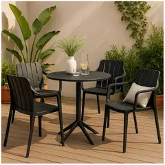 GENERICO - Mesa Circular Comedor Jardín Terraza 60 cm Negro