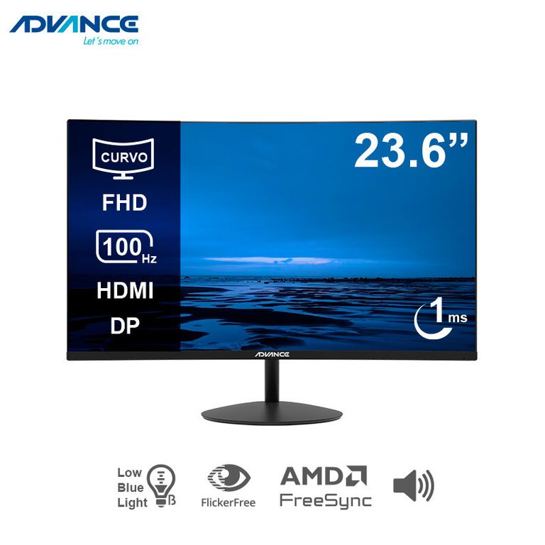 Monitor curvo ADV-2452S 23.6 FHD VA 100Hz 1ms HDMI DP
