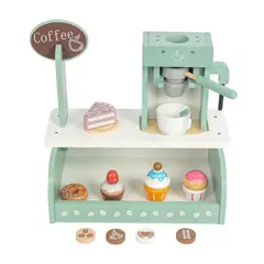 GENERICO - Set Cafetería con Accesorios y Dulces de Juguete de Madera Montessori