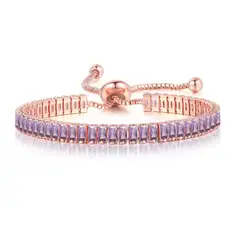 LA TIENDA 88 JOYAS Y ACCESORIOS - La Tienda 88 - Pulsera Brazalete Mujer Bañado en Oro de 18k - Lila