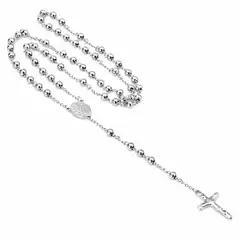 GENERICO - Rosario de Acero Inoxidable para Hombre 6 mm