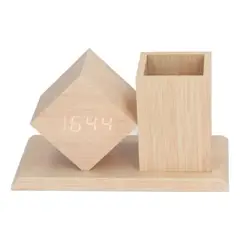 GENERICO - Reloj Digital Escritorio Organizador Portalápices Multifuncional Decoración Oficina Mesa