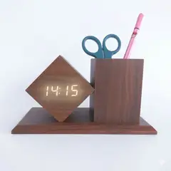 GENERICO - Reloj Digital Escritorio Organizador Portalápices Multifuncional Decoración Oficina Mesa