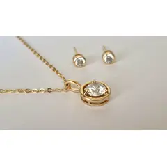 GENERICO - Set Collar y Aretes Punto de Luz Bañado