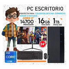 INTEL - Computadora PC Core i7 14700 14VA GEN RAM 16GB SSD 1TB Monitor 24" FHD