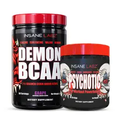 INSANE LABZ - Pre-entreno Psychotic Rojo 30 Serv - Grape + Demon Bcaa / Anminoácidos 60 Serv - Grape