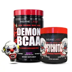 INSANE LABZ - Psychotic Rojo 30 Serv Fruit Punch + Demon Bcaa / Anminoácidos 60 Serv Grape + Llavero