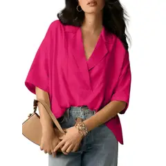 TIOZONEY - Blusa holgada de color liso Mujer