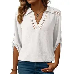 TIOZONEY - Blusa versátil de manga tres cuartos para mujer