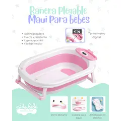 BABY - Bañera Plegable Rosa de Bebé modelo Maui DELUXE