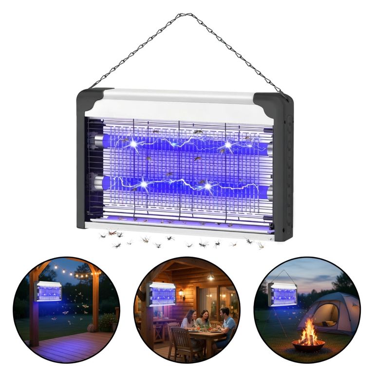 Equipo Mata Moscas Profesional con Luz UV-A - Insectocutor de Aluminio para Hogar