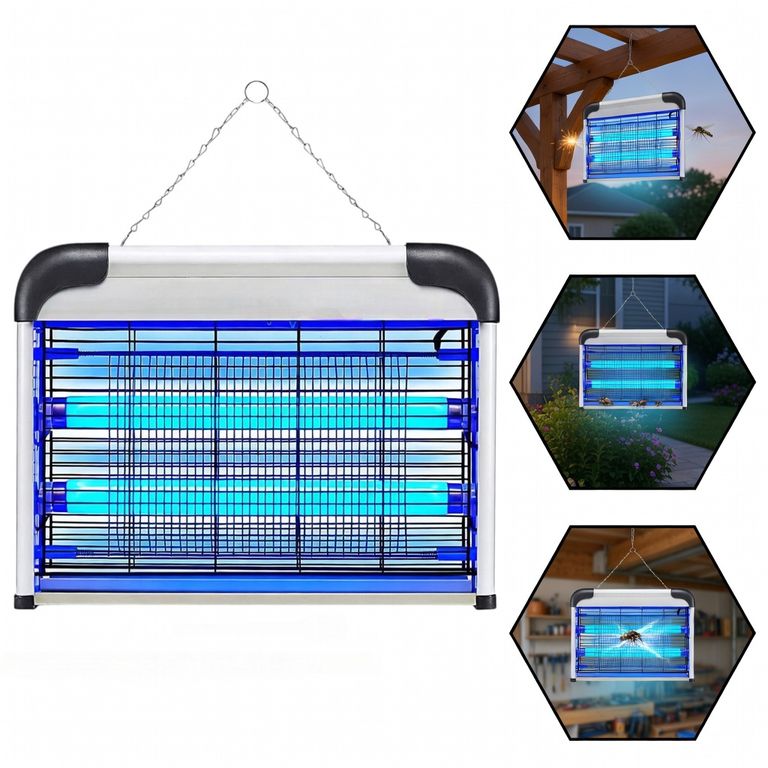 Insectocutor Potente con 2 Tubos UV - Eliminador de Insectos Voladores sin Químicos
