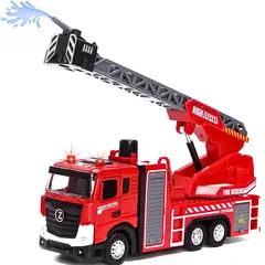 GENERICO - Colección camión de bomberos con luces, sonidos, función de pulverización, escalera extensible