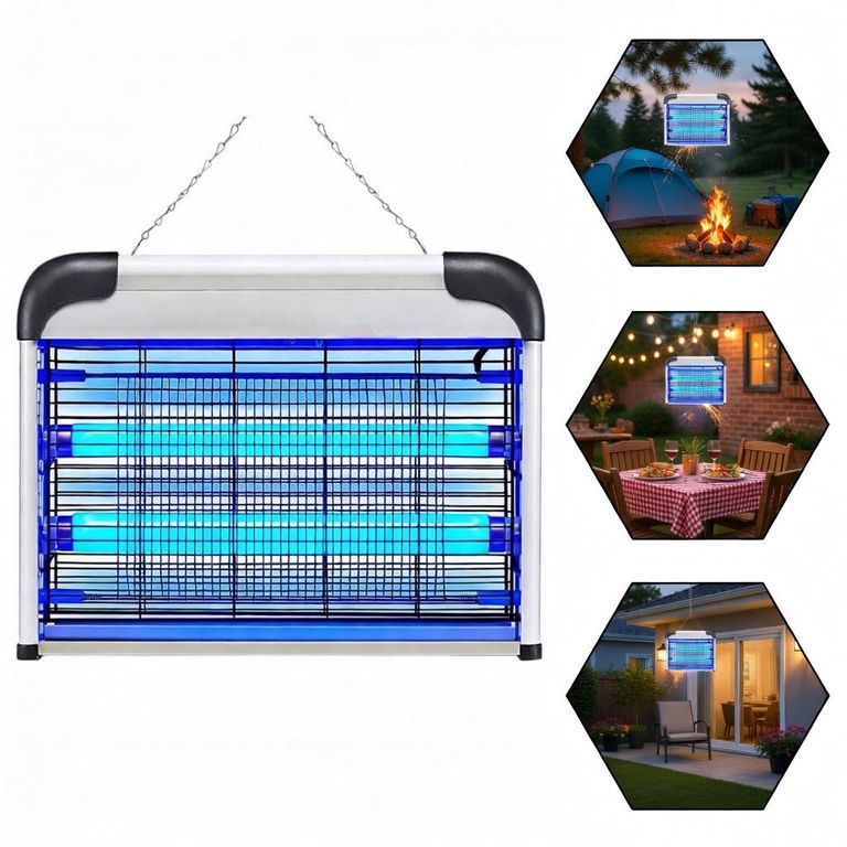Trampa Eléctrica para Mosquitos y Moscas - Mata Insectos con Rejilla Electrificada