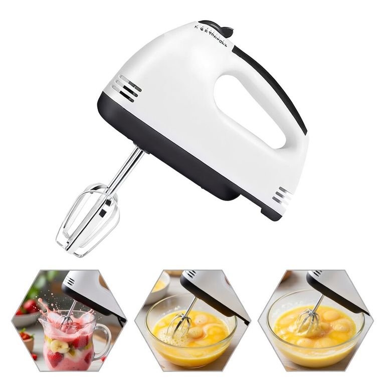 Batidora de Mano con 2 Varillas Intercambiables - 7 Velocidades para Repostería en Casa