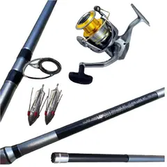 GENERICO - EQUIPO DE PESCA SURFCASTING CAÑA 4.50 CARRETE 10000 OKUMA