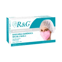 R&G - Mascarilla Quirurgica Descartable Rosado Caja x 50 und