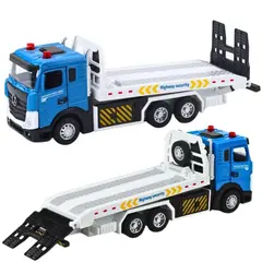 GENERICO - Colección a Escala Camión remolque de transporte con plataforma móvil Efectos Luces y Sonido