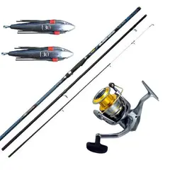 OKUMA - EQUIPO DE PESCA SURFCASTING CAÑA 4.20 CARRETE 10000