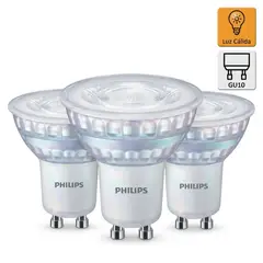 PHILIPS - Pack x3 Foco Dicroico LED GU10 4.6W Luz Cálida