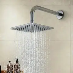 GALEZ - Salida de ducha 6 cuadrada de Acero INOX PESADO cromado - Universal