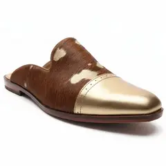 D' PODER - Zapatos Mule de Cuero para Mujer Modelo Aura Dorada