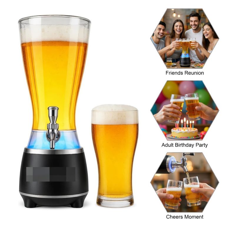 Torre Dispensadora Musical para Bebidas y Cerveza 2.5L - Dispensador con Grifo y Conexión BT