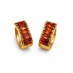 GENERICO - Argollas Rosadas de Acero Inoxidable con Piedras Rojas waterproof