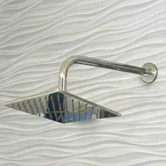 GALEZ - Salida de ducha española 8 cuadrada de Acero INOX PESADO cromado - Universal