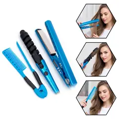 OEM - Set de Belleza 3 en 1: Plancha de Titanio y Ondulador Espiral - Alisado y Rizos