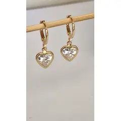 GENERICO - Aretes Colgantes de Corazón Bañado