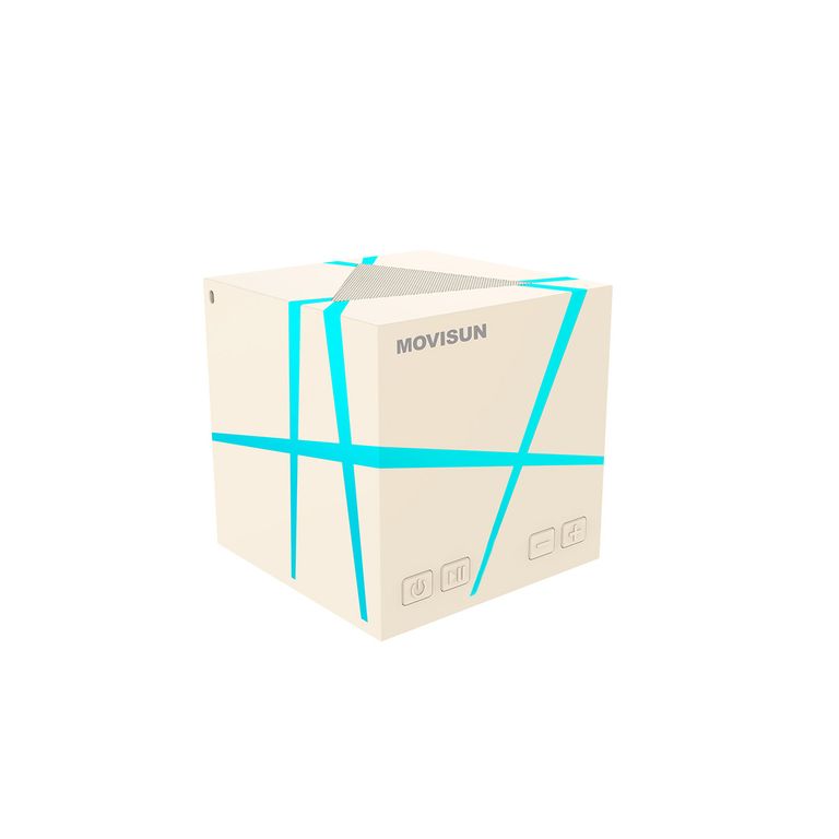Parlante Bluetooth Portátil Power Magic Beige 5W con Luces LED TWS MicroSD y Aux